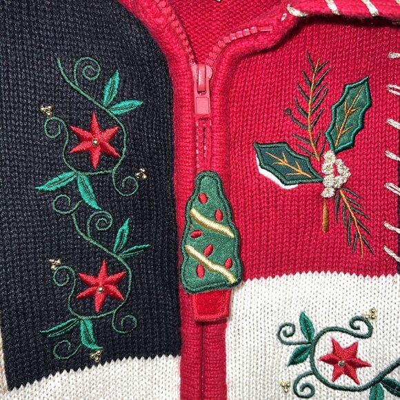 VINTAGE Women's Heirloom Collectibles Christmas Collection 2004 Zip Up Sweater - Picture 7 of 16
